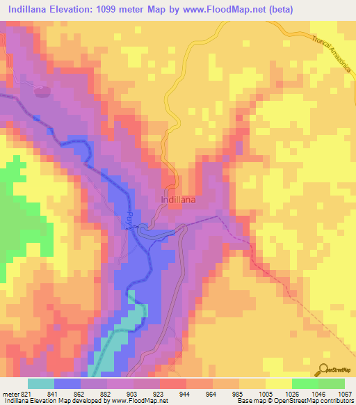 Indillana,Ecuador Elevation Map