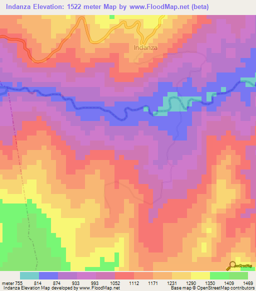 Indanza,Ecuador Elevation Map