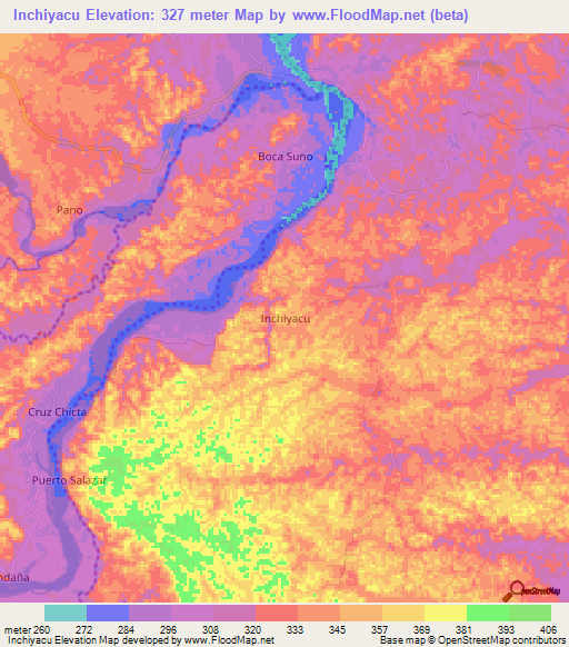 Inchiyacu,Ecuador Elevation Map