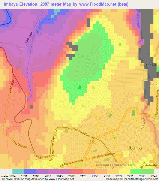 Imbaya,Ecuador Elevation Map