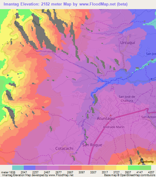 Imantag,Ecuador Elevation Map