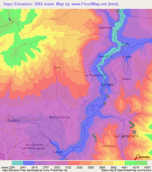 Ilapo,Ecuador Elevation Map