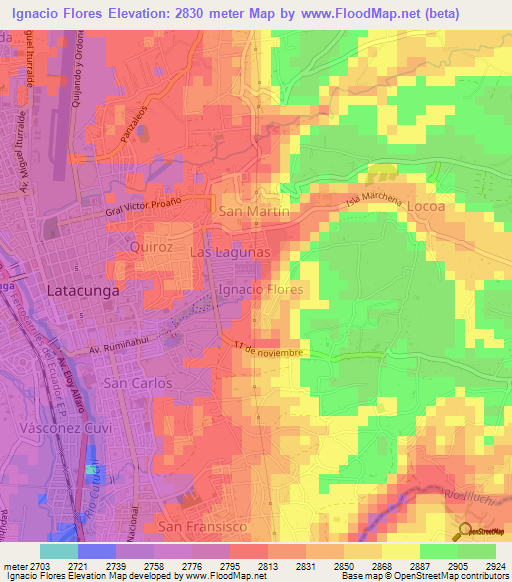 Ignacio Flores,Ecuador Elevation Map