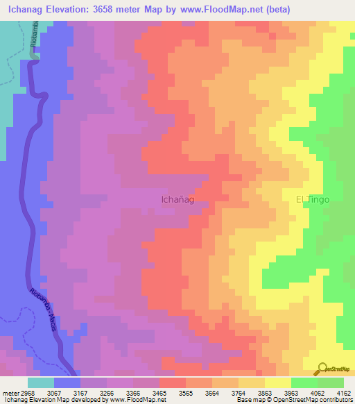 Ichanag,Ecuador Elevation Map