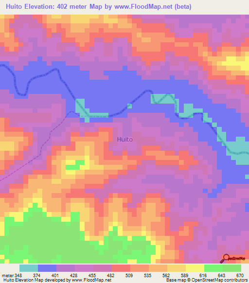 Huito,Ecuador Elevation Map