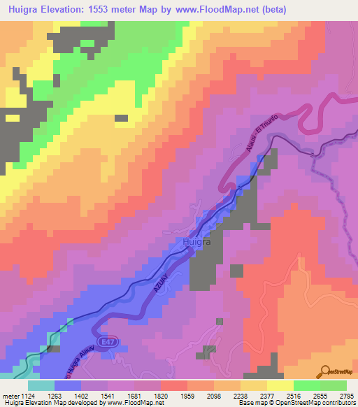 Huigra,Ecuador Elevation Map