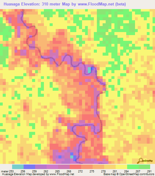 Huasaga,Ecuador Elevation Map