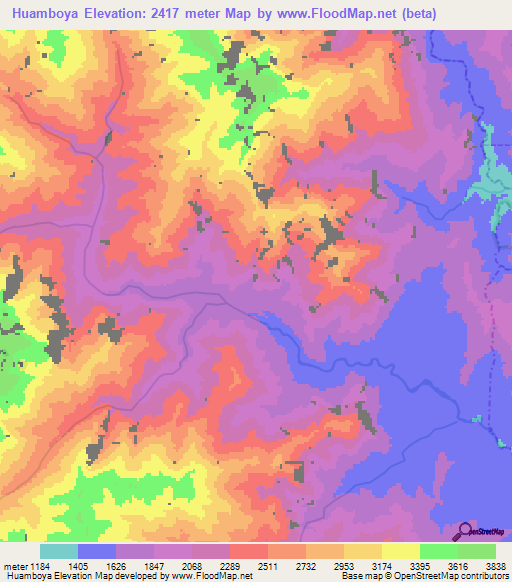 Huamboya,Ecuador Elevation Map