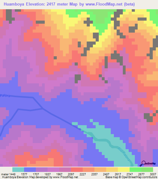 Huamboya,Ecuador Elevation Map