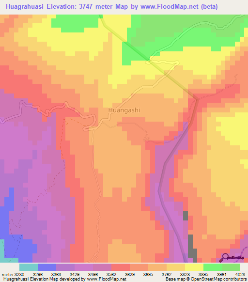 Huagrahuasi,Ecuador Elevation Map