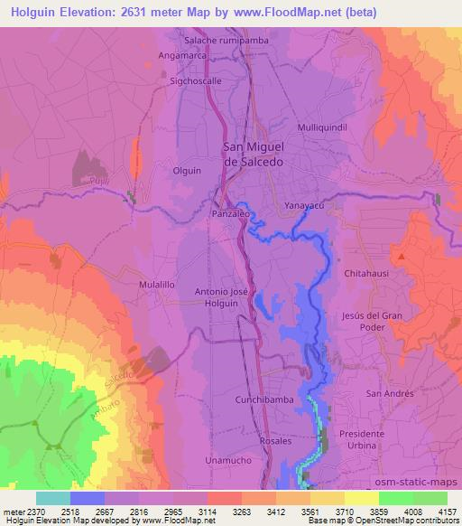 Holguin,Ecuador Elevation Map