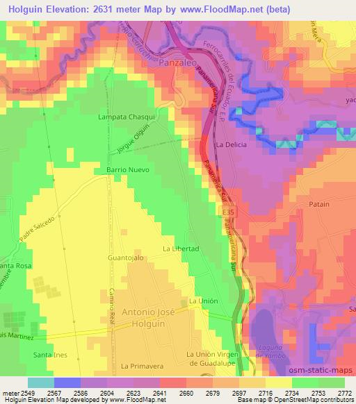 Holguin,Ecuador Elevation Map