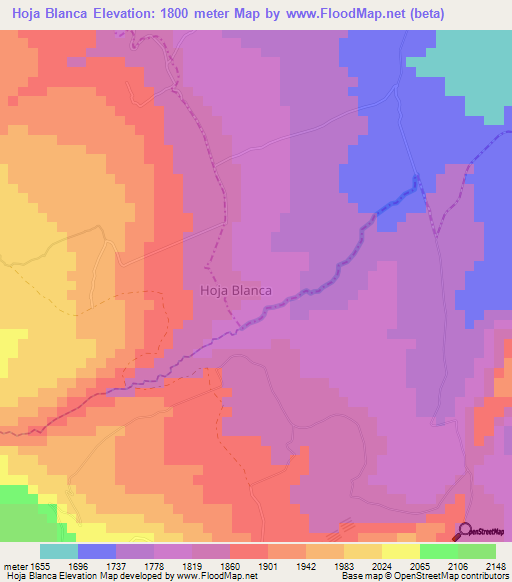 Hoja Blanca,Ecuador Elevation Map