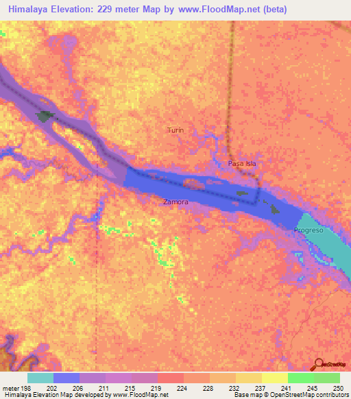 Himalaya,Ecuador Elevation Map