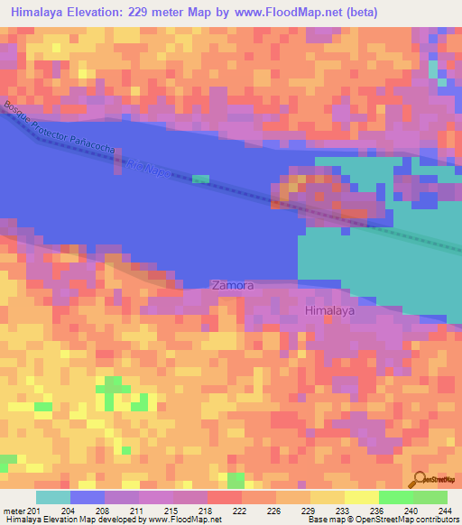 Himalaya,Ecuador Elevation Map