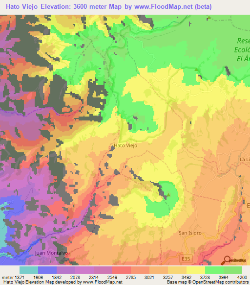 Hato Viejo,Ecuador Elevation Map