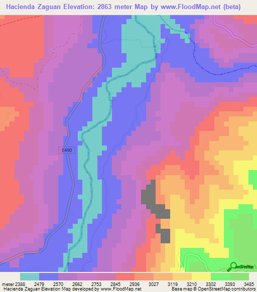 Hacienda Zaguan,Ecuador Elevation Map