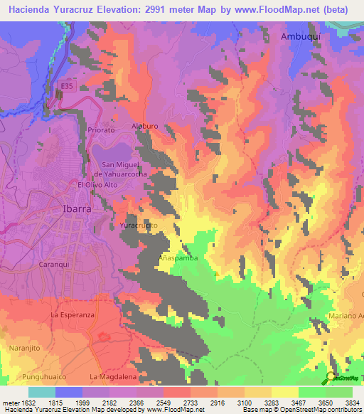 Hacienda Yuracruz,Ecuador Elevation Map