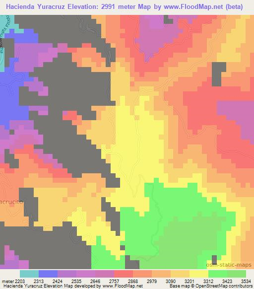 Hacienda Yuracruz,Ecuador Elevation Map