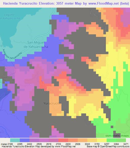 Hacienda Yuracrucito,Ecuador Elevation Map