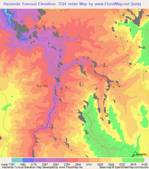 Hacienda Yuncusi,Ecuador Elevation Map