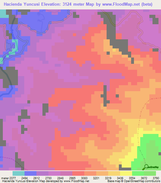 Hacienda Yuncusi,Ecuador Elevation Map