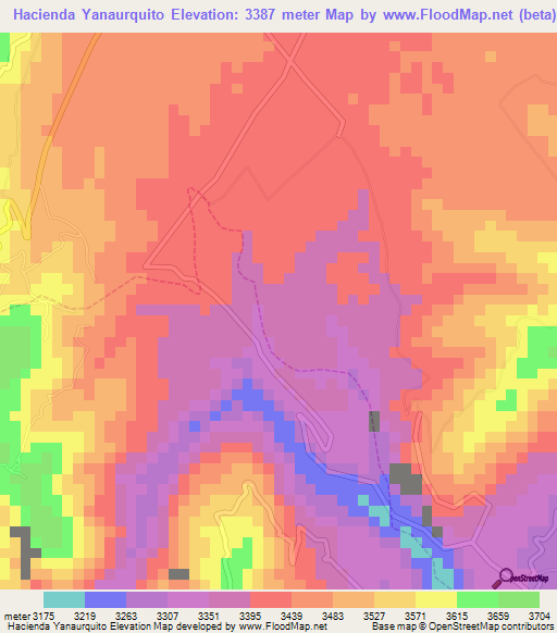 Hacienda Yanaurquito,Ecuador Elevation Map