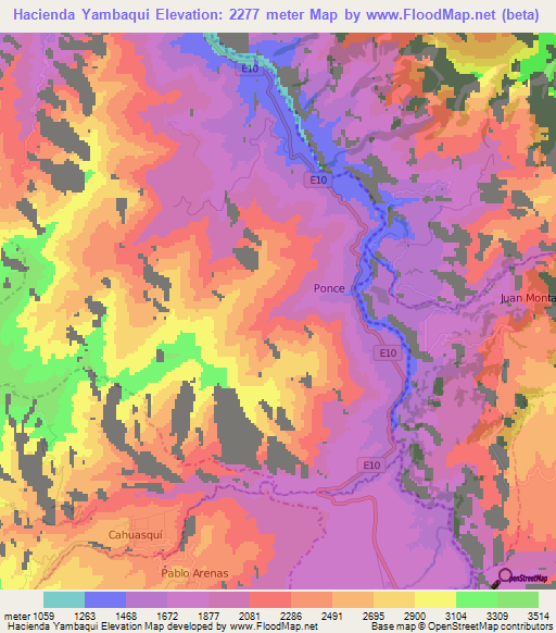 Hacienda Yambaqui,Ecuador Elevation Map