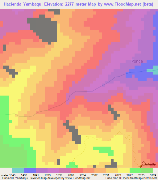 Hacienda Yambaqui,Ecuador Elevation Map