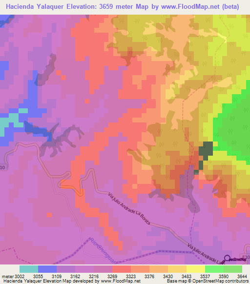 Hacienda Yalaquer,Ecuador Elevation Map