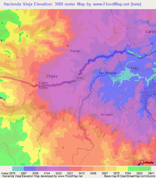 Hacienda Vieja,Ecuador Elevation Map