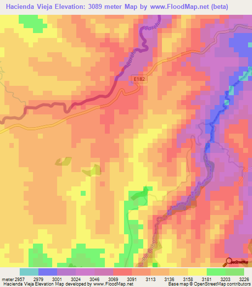 Hacienda Vieja,Ecuador Elevation Map