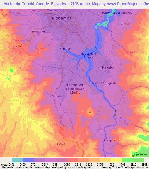 Hacienda Tunshi Grande,Ecuador Elevation Map