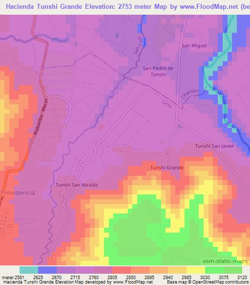 Hacienda Tunshi Grande,Ecuador Elevation Map