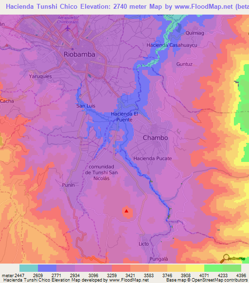 Hacienda Tunshi Chico,Ecuador Elevation Map