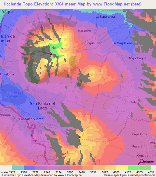 Hacienda Topo,Ecuador Elevation Map