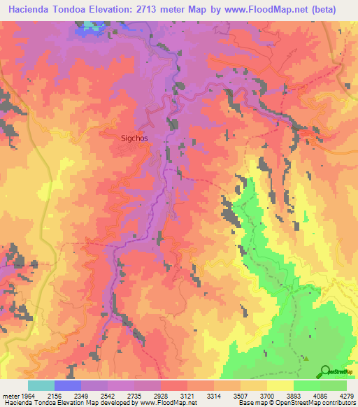 Hacienda Tondoa,Ecuador Elevation Map