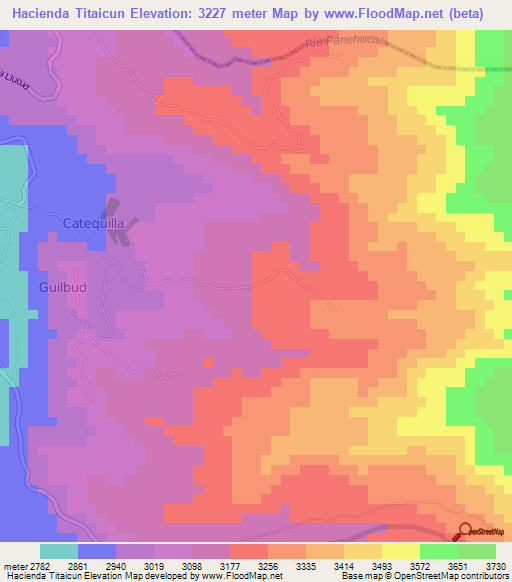 Hacienda Titaicun,Ecuador Elevation Map