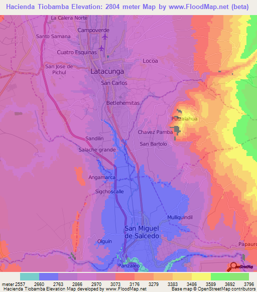 Hacienda Tiobamba,Ecuador Elevation Map