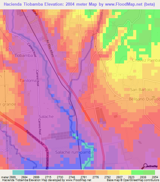 Hacienda Tiobamba,Ecuador Elevation Map