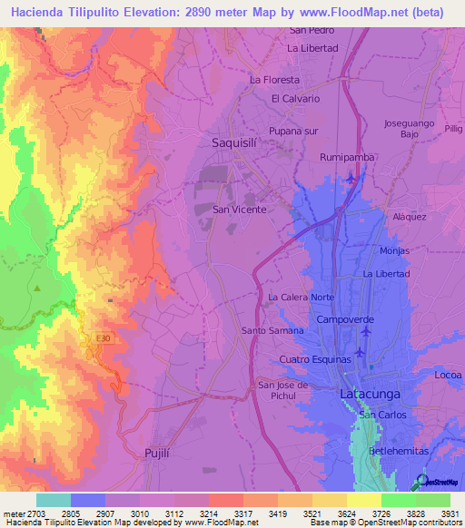 Hacienda Tilipulito,Ecuador Elevation Map