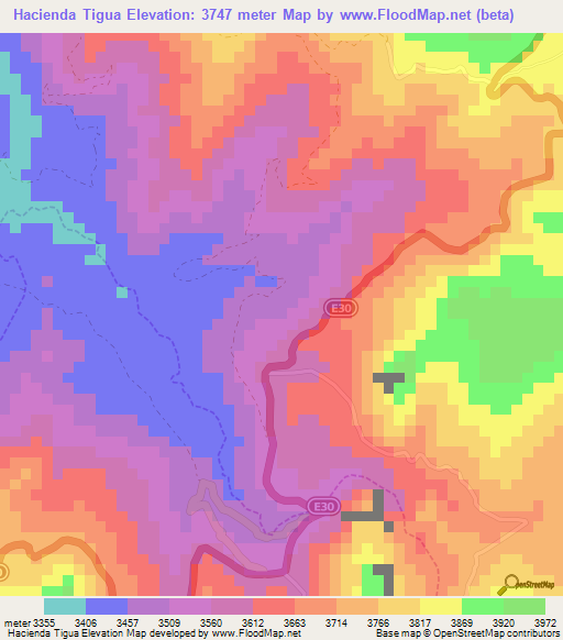 Hacienda Tigua,Ecuador Elevation Map