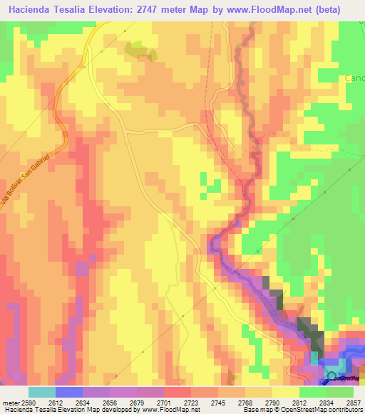 Hacienda Tesalia,Ecuador Elevation Map