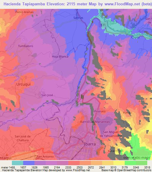 Hacienda Tapiapamba,Ecuador Elevation Map