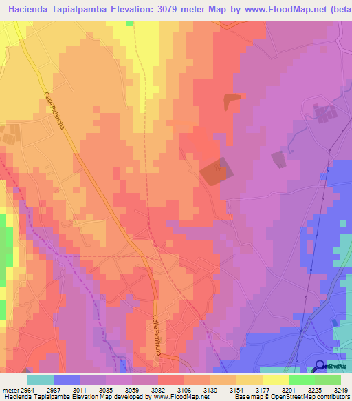 Hacienda Tapialpamba,Ecuador Elevation Map