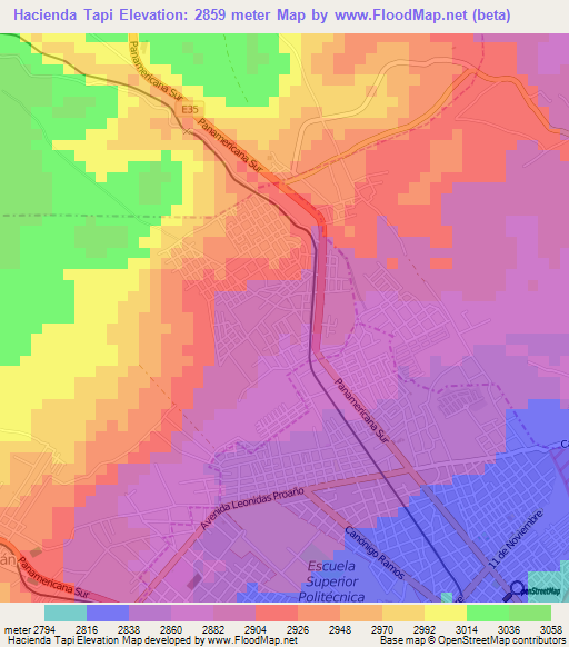 Hacienda Tapi,Ecuador Elevation Map