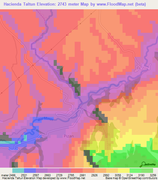 Hacienda Taltun,Ecuador Elevation Map