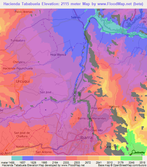 Hacienda Tababuela,Ecuador Elevation Map