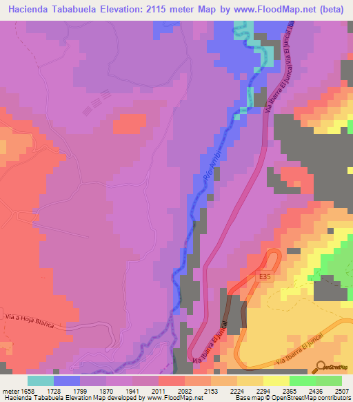 Hacienda Tababuela,Ecuador Elevation Map