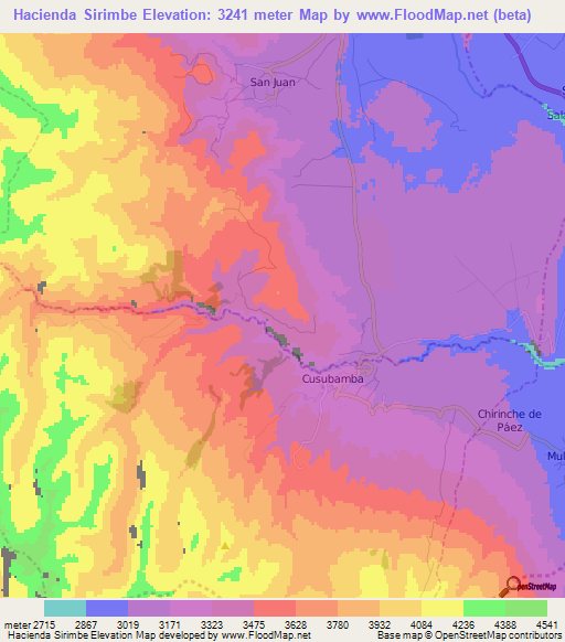 Hacienda Sirimbe,Ecuador Elevation Map